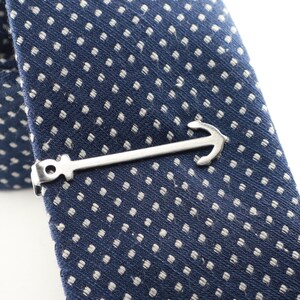 Anchor Tie Bar, Mariners Cross Tie Clip, Sterling Silver Finish, Anchor Tie Pin, Gifts For Men image 2