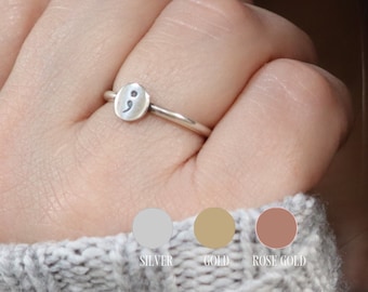 New Small Semicolon Ring, Silver, Gold, Rose, Semicolon Jewelry