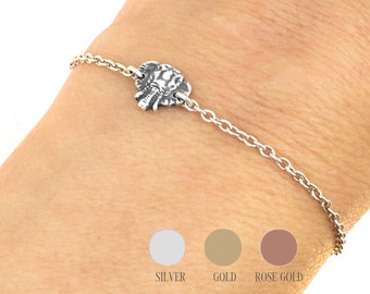 Small Elephant Bracelet, Silver, Gold, Rose Gold Finishes, Lucky Bracelet