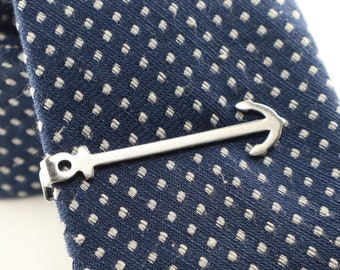 Anchor Tie Bar, Mariners Cross Tie Clip, Sterling Silver Finish, Anchor Tie Pin, Gifts For Men