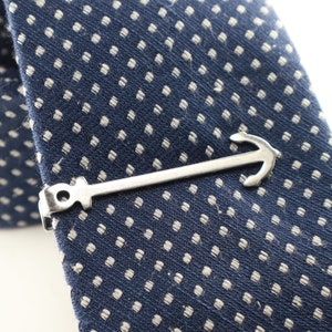 Anchor Tie Bar, Mariners Cross Tie Clip, Sterling Silver Finish, Anchor Tie Pin, Gifts For Men image 1