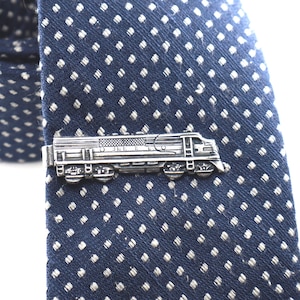 Train Tie Clip, Santa Fe Locomotive Tie Bar, Train Tie Bar, Silver Finish, Gifts For Dad, Gifts For Husband, #2SF