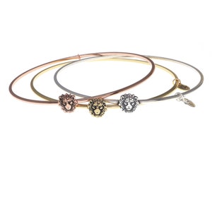 Lion Bangle Bracelet, Lion Bracelet, Silver, Gold, Rose Gold Finishes, Lion Bracelet, Leo Jewelry, Gifts for Her