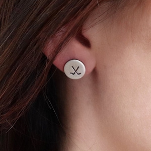 Hockey Earrings, Hockey Stud Earrings, Surgical Steel, Titanium Posts, Silver, Gold, Rose Gold Finishes, Hockey Jewelry For Girls