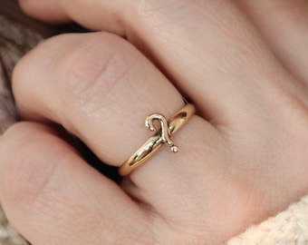 Question Mark Ring Punctuation Jewelry Grammar Ring 24K 