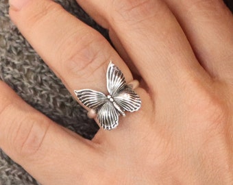 Large Butterfly Ring, Butterfly Ring, Statement Ring, Silver, Gold, Rose Gold Finishes, Butterfly Gifts