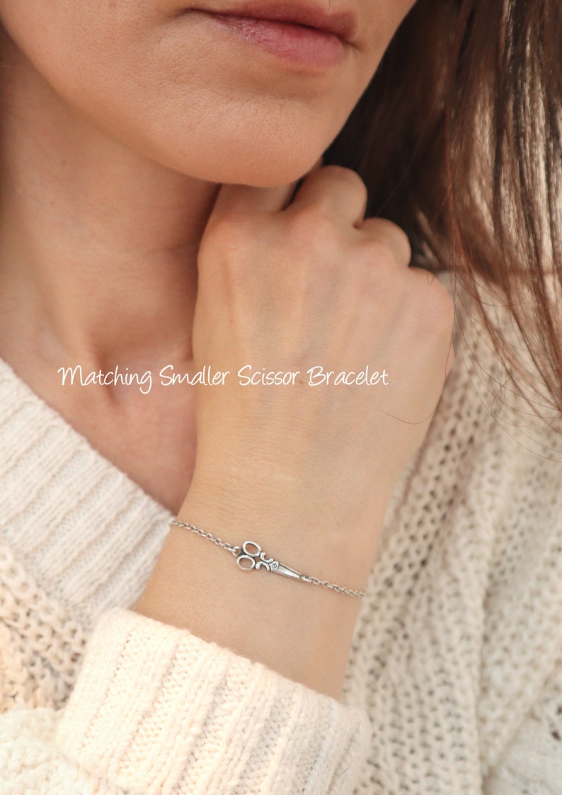 Bracelet ciseaux, bracelet ciseaux moyens, bracelet ciseaux finition argent sterling ciseaux moyens image 7