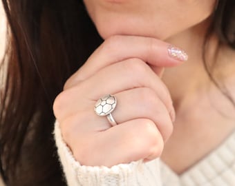 Soccer Ball Ring, Unisex Ring, Sterling Silver, 24K Gold, Rose Gold Finishes, Soccer Jewelry