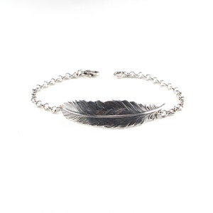 Feather Anklet, Sterling Silver Finish and Antiqued Brass Finish Ankle Bracelet Medium Feather image 2