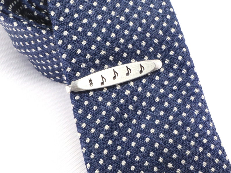 Music Note Tie Bar Music Tie Clip Sterling Silver and Brass Etsy