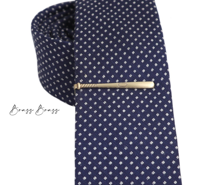 Baseball Bat Tie Bar, Baseball Tie Clip, Gifts For Him, Sterling Silver Finish image 4