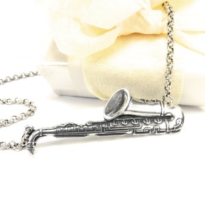 Saxophone Necklace, Sterling Silver Finish