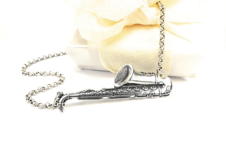 Saxophone Necklace Sterling Silver Finish Etsy
