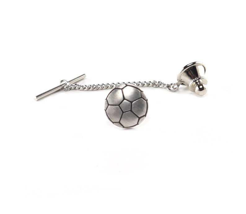 Silver and Black Soccer Ball Tie Tack