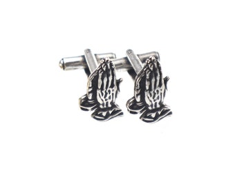 Praying Hands Cuff Links Sterling Silver Finish Gifts For Men Religious Accessories