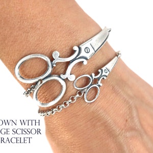 Scissor Bracelet, Medium Scissor Bracelet, Sterling Silver Finish Scissor Bracelet Medium Scissor image 2