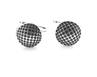 Golf Ball Cuff Links, Sterling Silver Finish, Gifts For Men