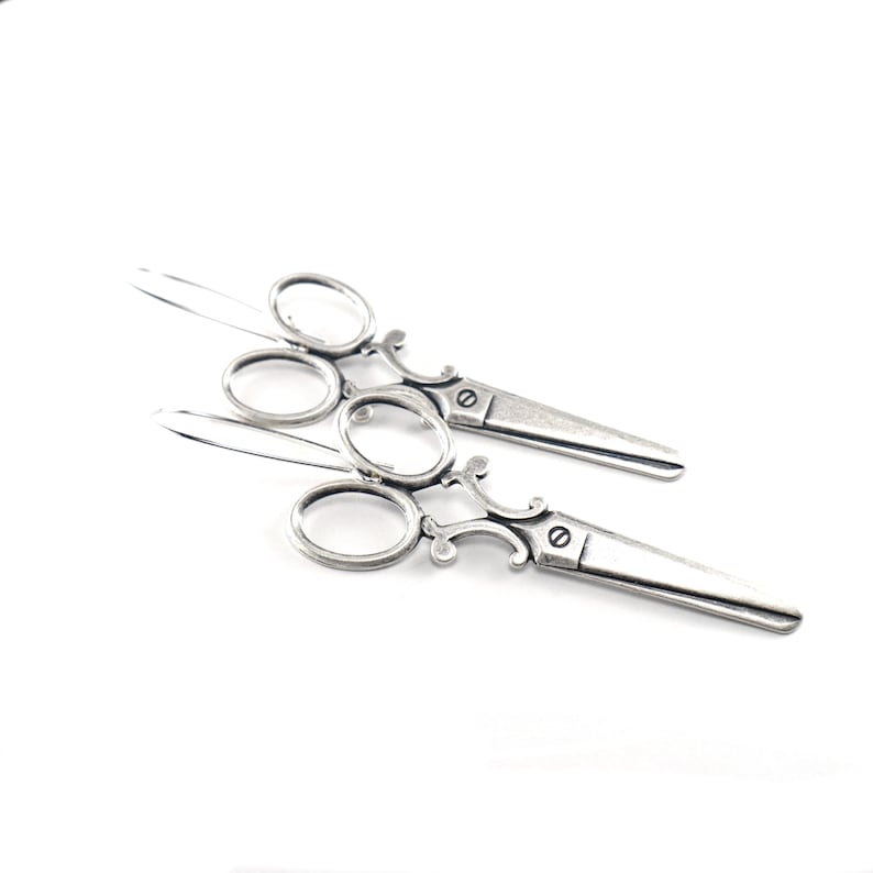 Large Scissor Earrings Sterling Silver Finish Scissor Dangle Etsy