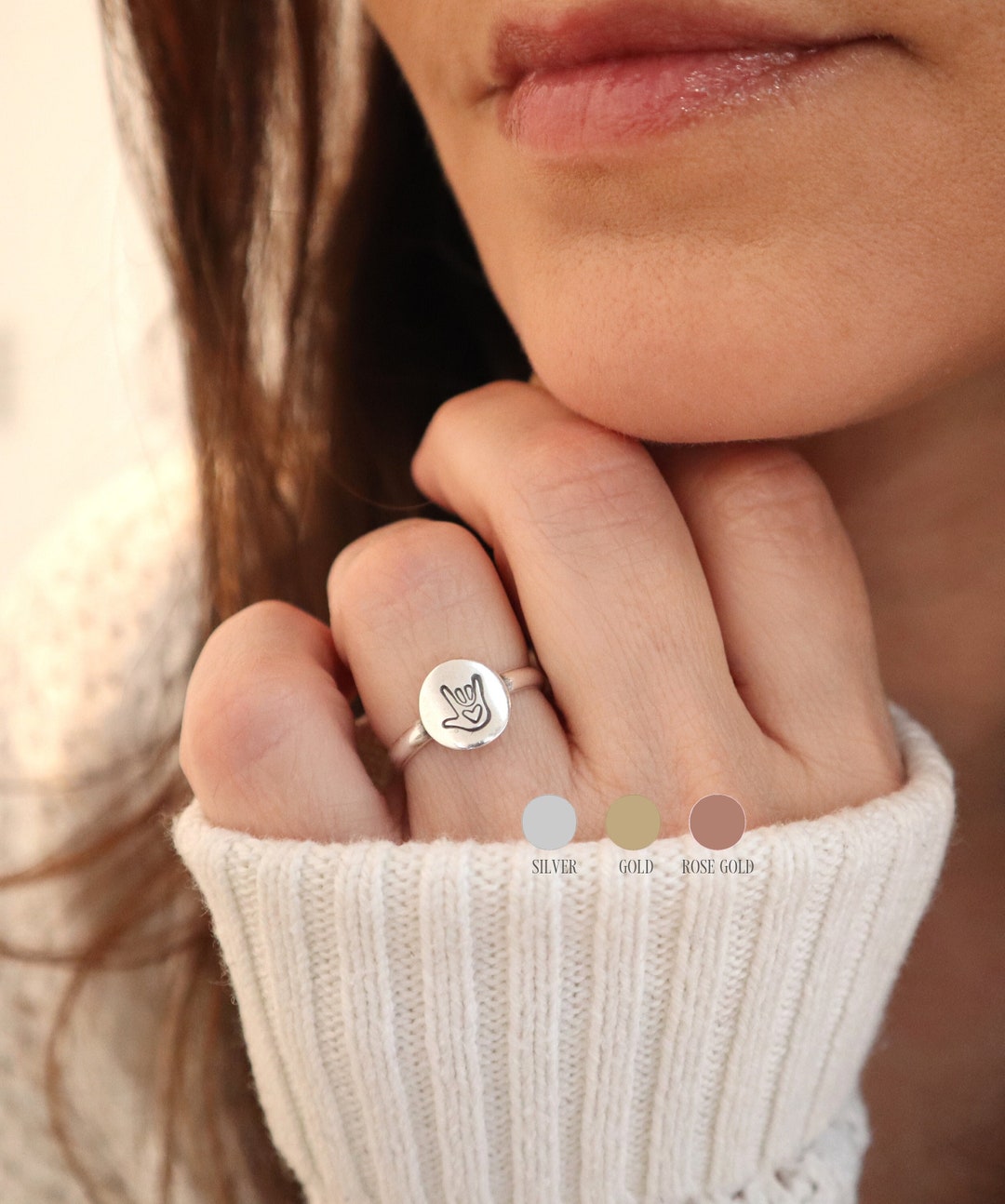 I Love You Ring, Love Sign Language Ring, Hand Gesture Ring, Sterling ...