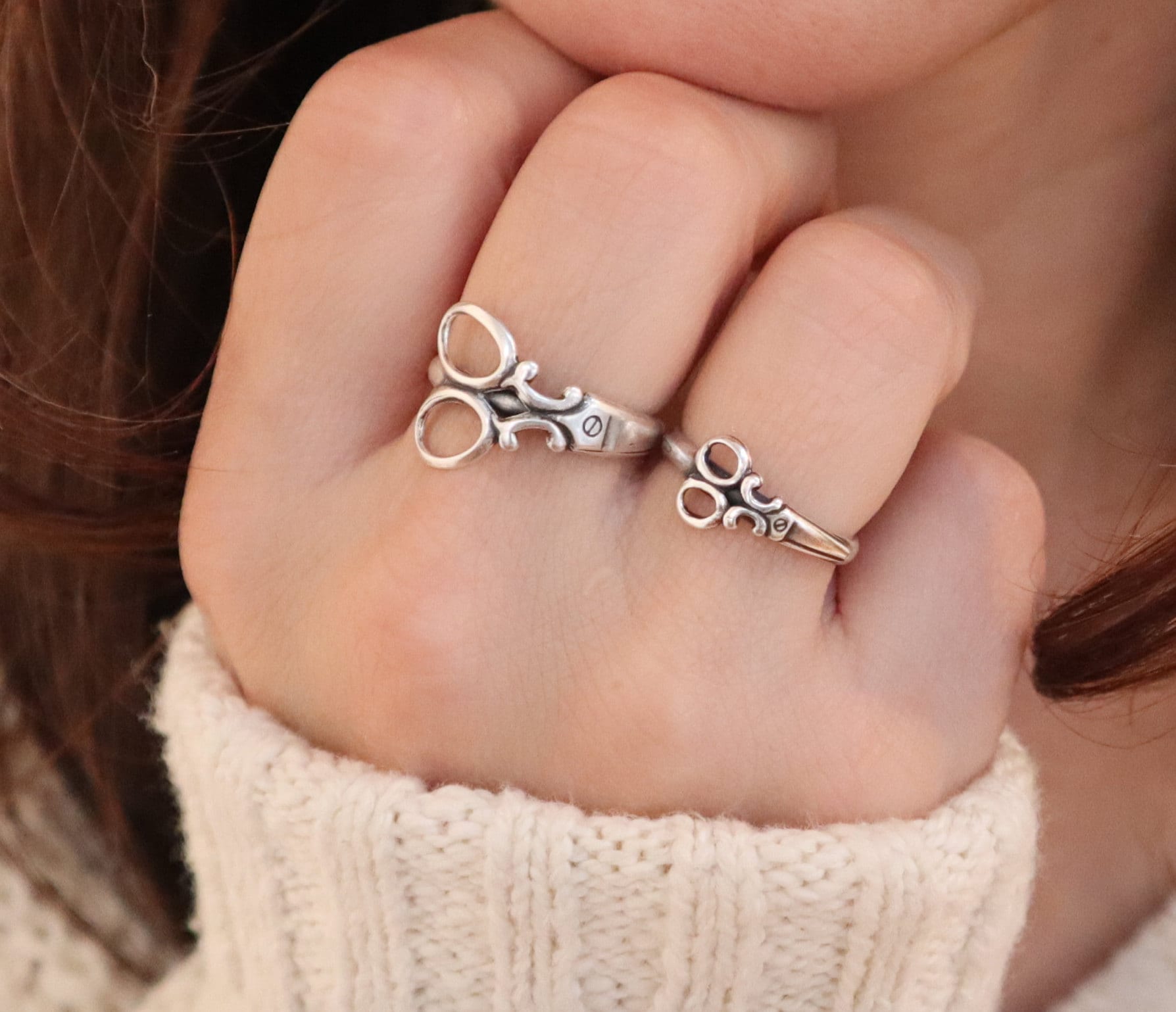Scissor Ring, Scissor Stacking Ring, Sterling Silver, Gold, Rose Gold Finishes, Midi Rings, Thumb Ring, Scissor Jewelry, Medium Scissor