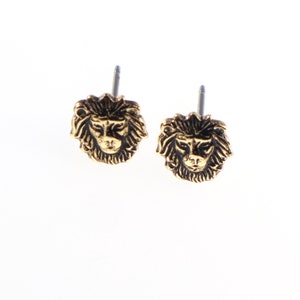 Lion Earrings, Stud Earrings, Surgical Steel Post Earrings with backs, Sterling Silver and Gold Finishes image 8