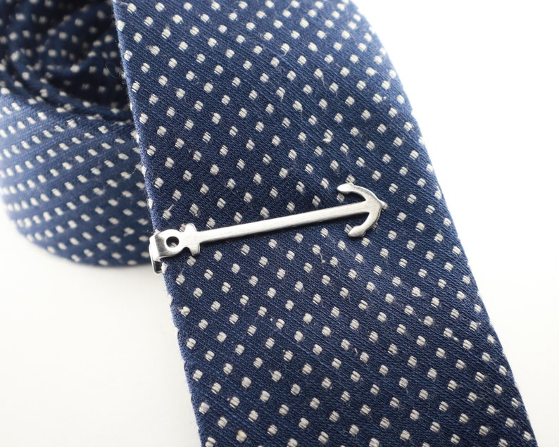 Anchor Tie Bar, Mariners Cross Tie Clip, Sterling Silver Finish, Anchor Tie Pin, Gifts For Men image 2