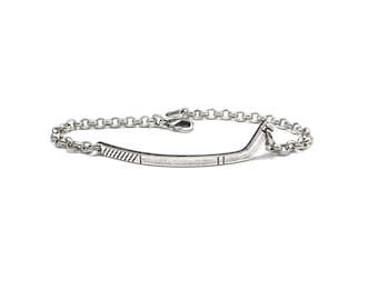 Hockey Bracelet, Hockey Stick Bracelet, Girls hockey Jewelry, Hockey Gifts, Sterling Silver Ox  or Brass Finish Unisex Bracelet
