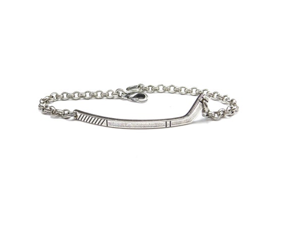 Hockey Bracelet, Hockey Stick Bracelet, Girls hockey Jewelry, Hockey Gifts, Sterling Silver Ox  or Brass Finish Unisex Bracelet