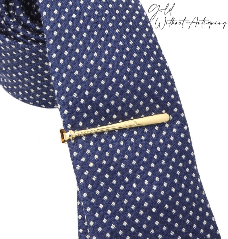 Baseball Bat Tie Bar, Baseball Tie Clip, Gifts For Him, Sterling Silver Finish image 2