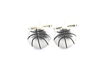 Basketball Cuff Links, Sterling Silver Finish- Gifts For Men