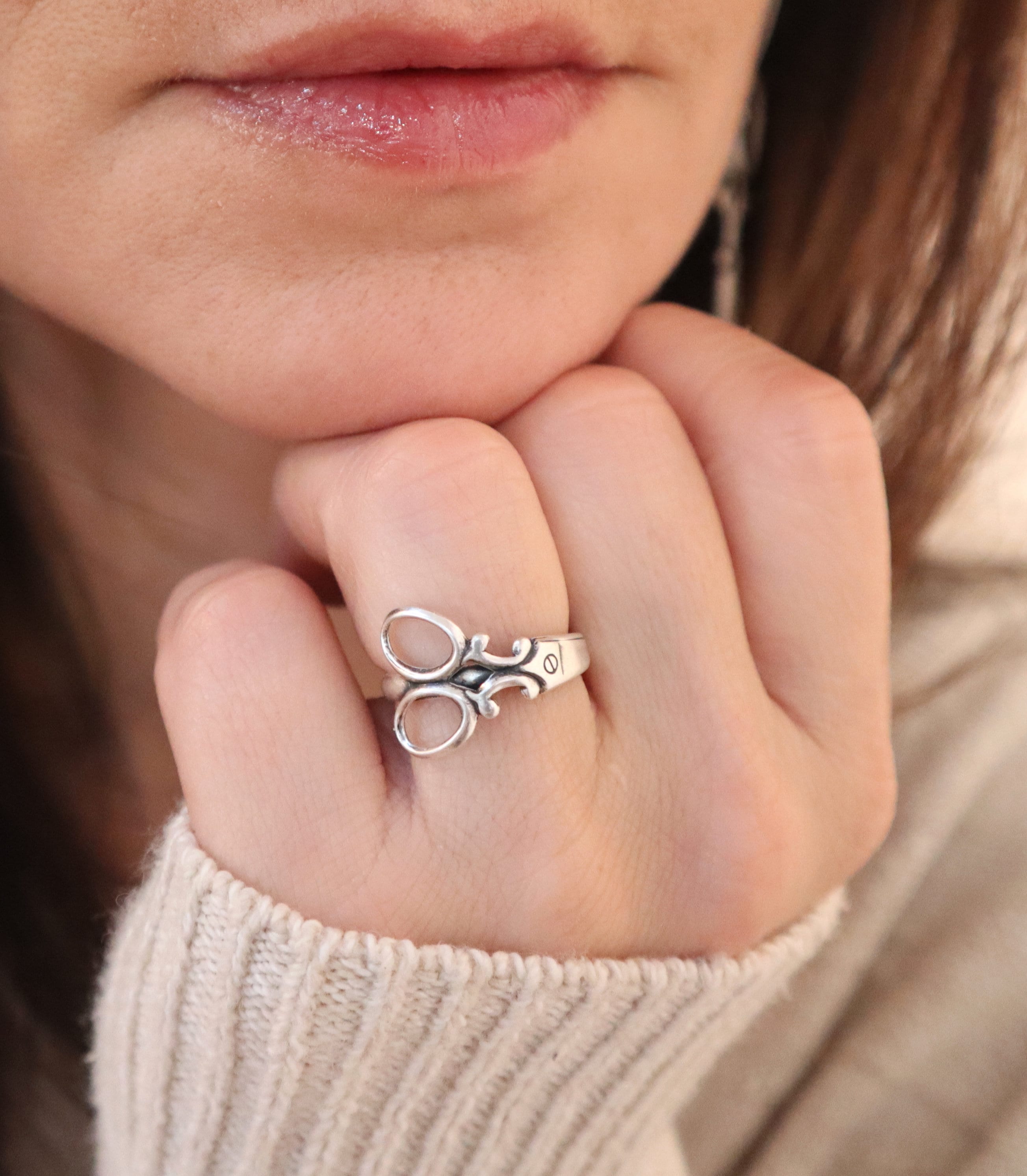 Scissor Ring, Scissor Stacking Ring, Sterling Silver, Gold, Rose Gold Finishes, Midi Rings, Thumb Ring, Scissor Jewelry, Medium Scissor