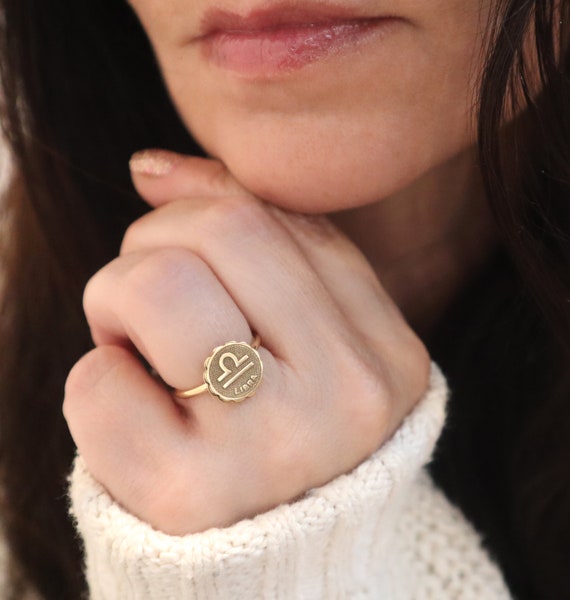 Zodiac Ring Sterling Silver Gold Rose Gold Finishes Zodiac