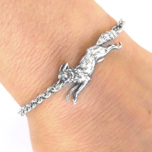 Small Fox Bracelet, Sterling Silver Finish- Small Fox, Statement Bracelet, Cyber Monday Sale, Black Friday Sale