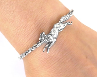 Small Fox Bracelet, Sterling Silver Finish- Small Fox, Statement Bracelet, Cyber Monday Sale, Black Friday Sale