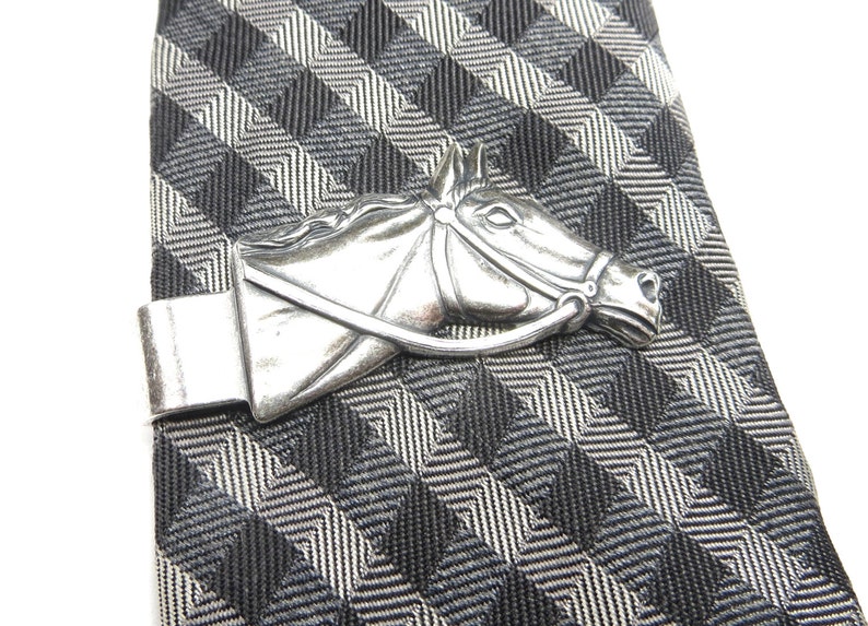 Horse Tie Bar Sterling Silver Finish or Antiqued Brass Finish Horse Money Clip