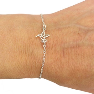 Small Hummingbird Bracelet, Sterling Silver Hummingbird Bracelet, .925 Sterling