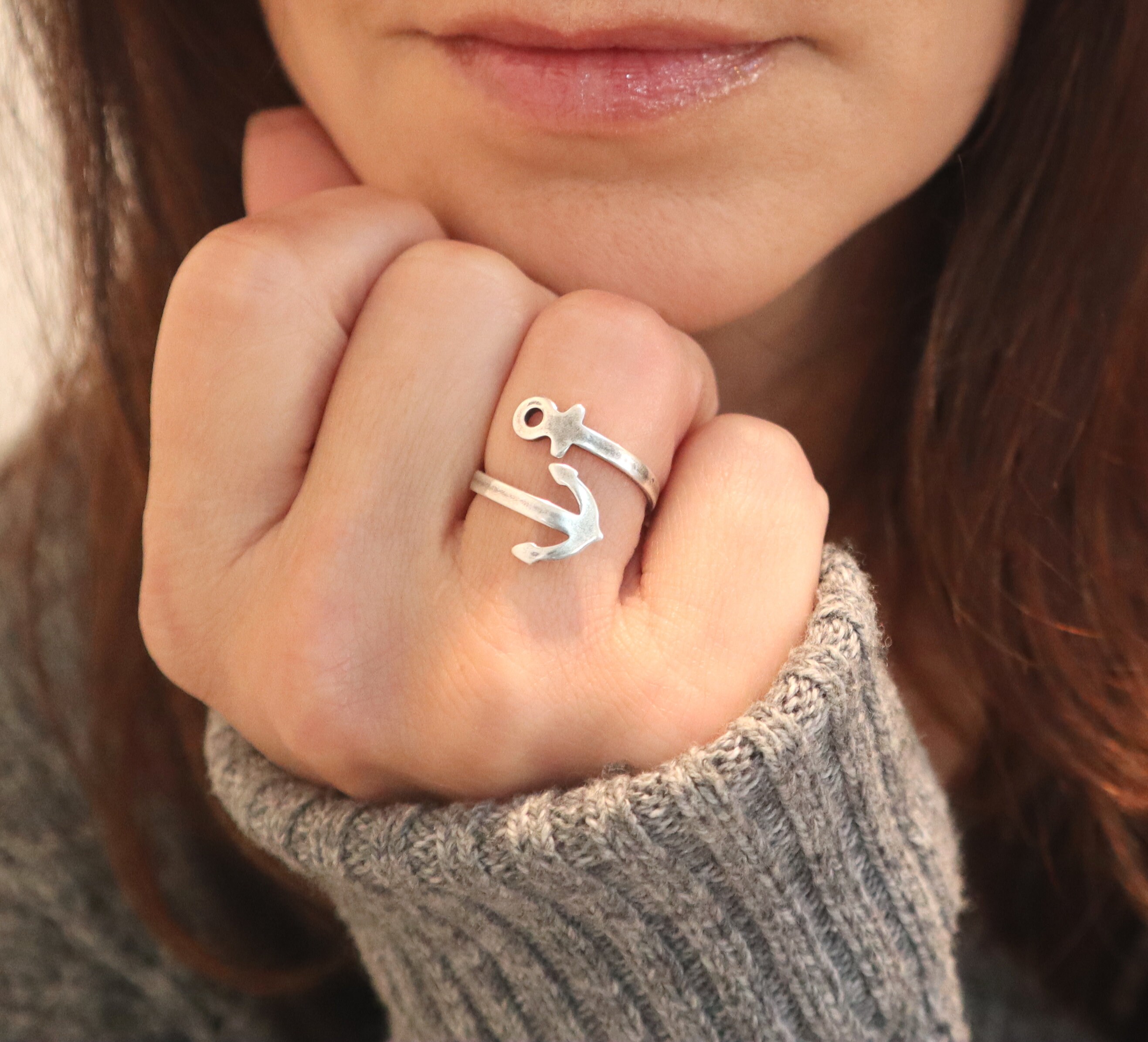 Anchor Ring, Mariners Cross, Nautical Ring, Adjustable Anchor Ring ...