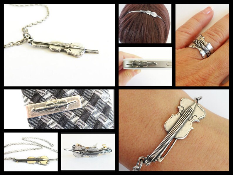 Violin Bracelet in Sterling Silver Ox And Antiqued Brass Etsy