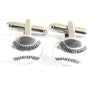 Baseball Cuff Links, Baseball Gifts,  Sterling Silver Finish, Gifts For Men