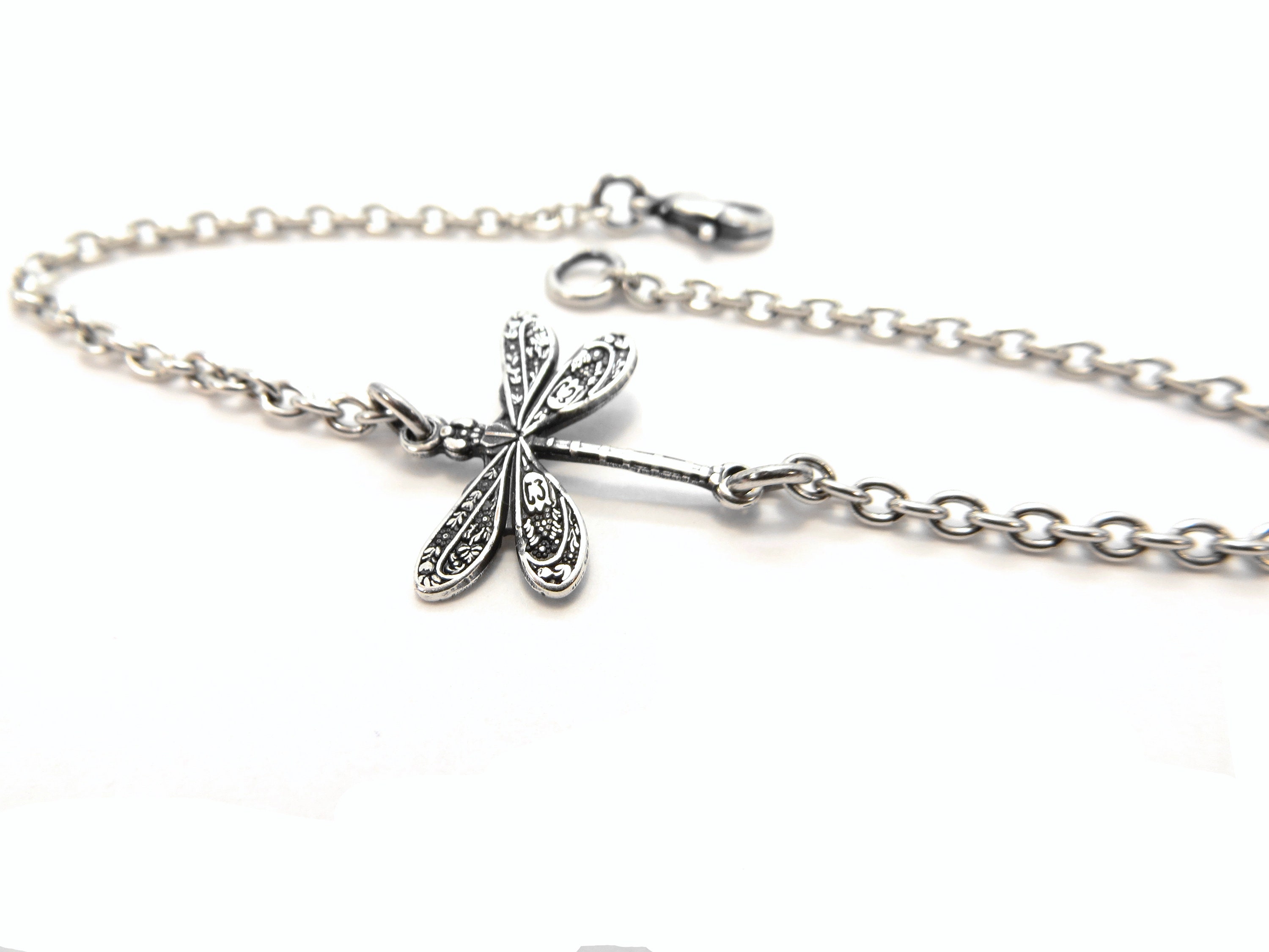 silver plated dragonfly jewelry sets necklace bracelet bangle earring ring SMTS276 main image 0