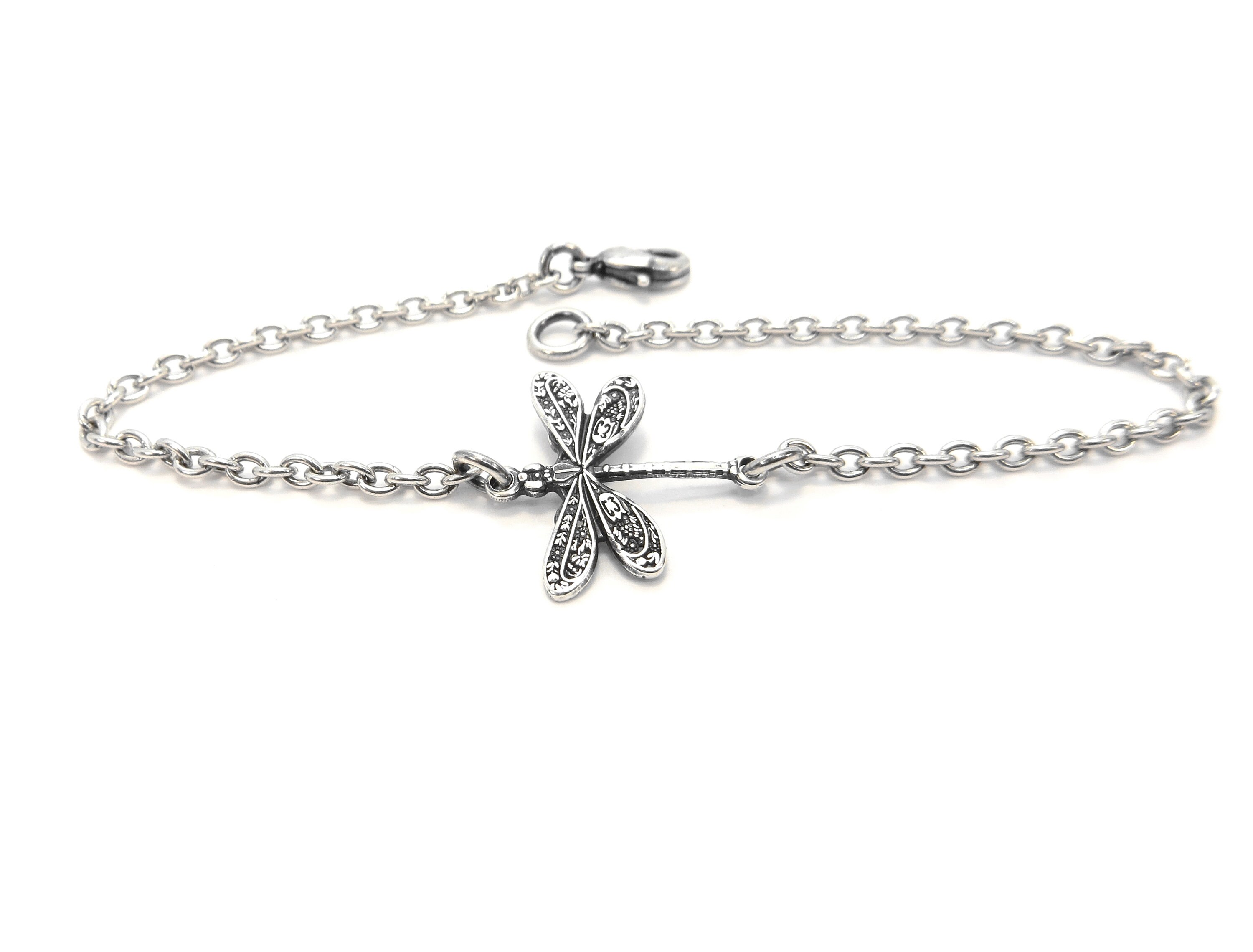silver plated dragonfly jewelry sets necklace bracelet bangle earring ring SMTS276