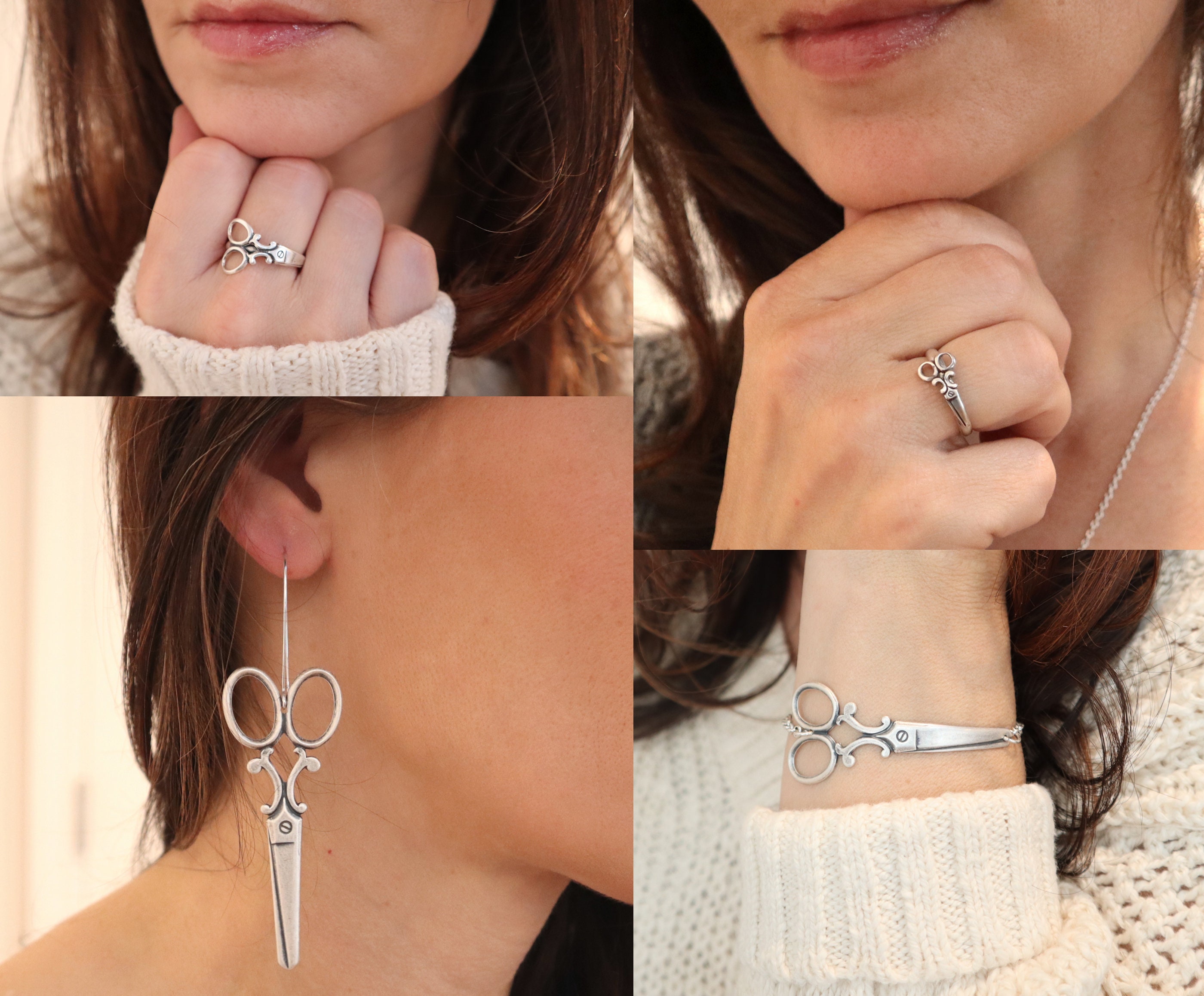 Scissor Ring, Scissor Stacking Ring, Sterling Silver, Gold, Rose Gold Finishes, Midi Rings, Thumb Ring, Scissor Jewelry, Medium Scissor