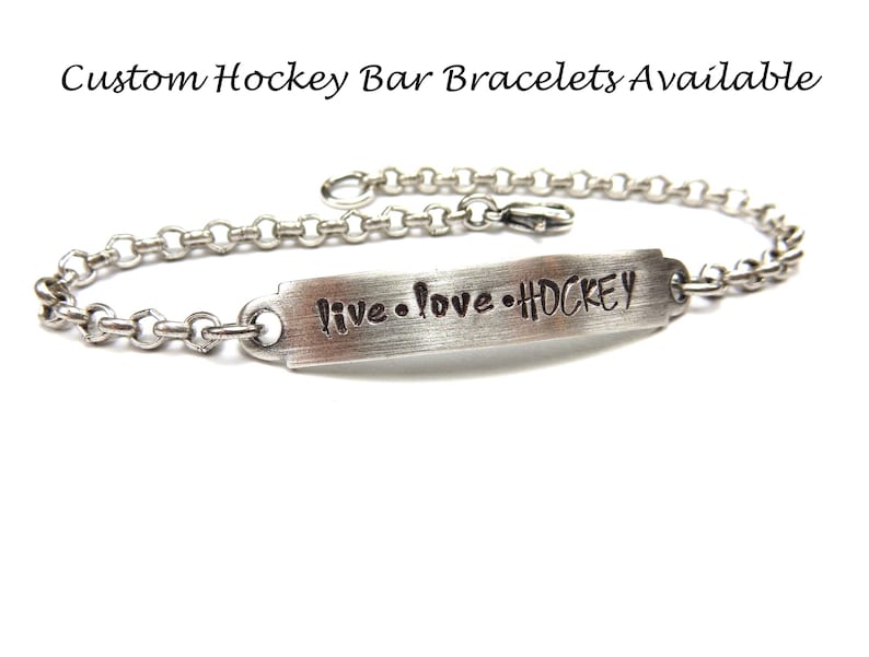 Custom Hockey Tie Clip Brass Hockey Stick Tie Bar and Brushed Finishes Silver Personalized