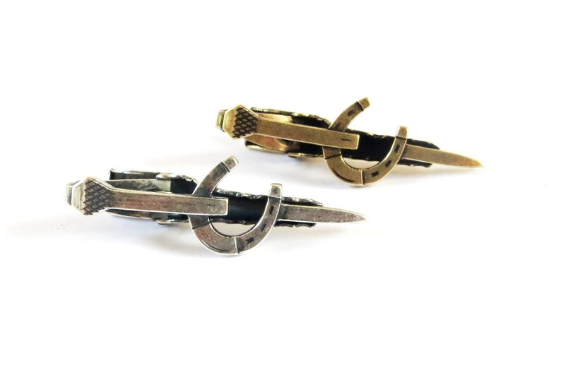 Lucky Horseshoe Tie Bar Horseshoe Tie Clip Sterling Silver & Etsy