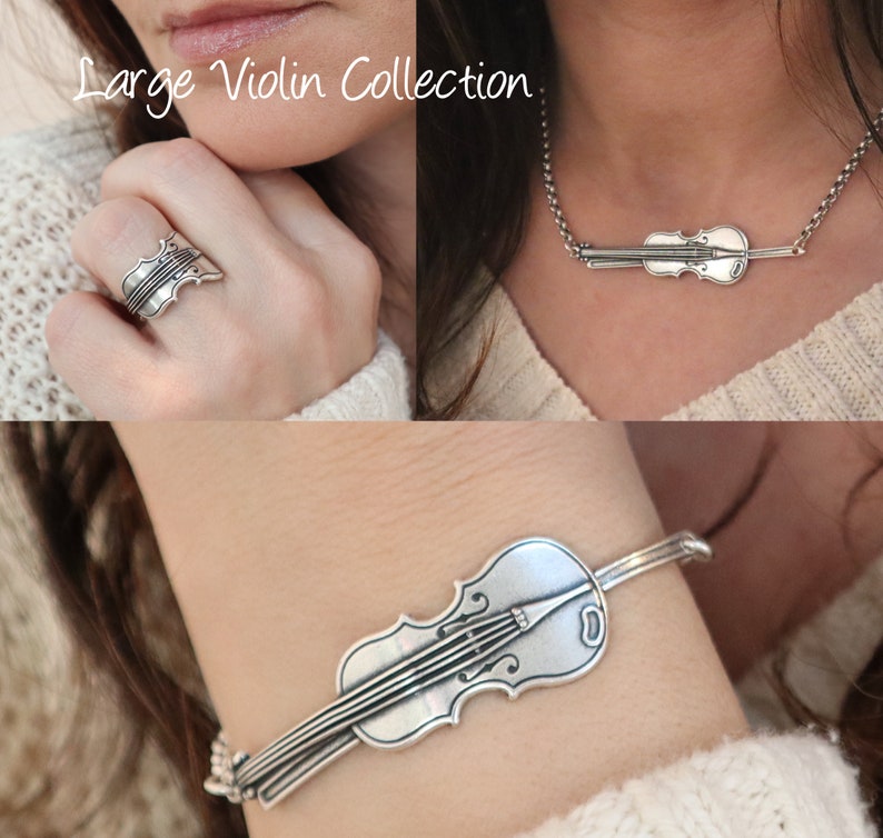 Violin Ring Unisex Ring Sterling Silver or Brass Finish Etsy New Zealand