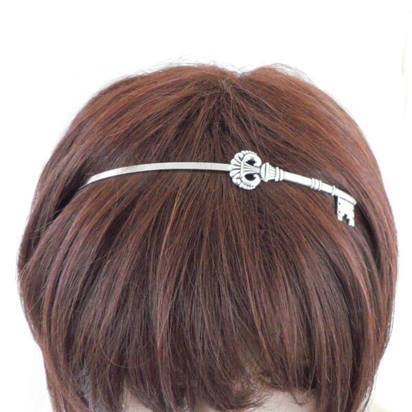 Skeleton Key Headband, Metal Headband, Sterling Silver Finish, Ket Hairband, Alice in Wonderland Inspired