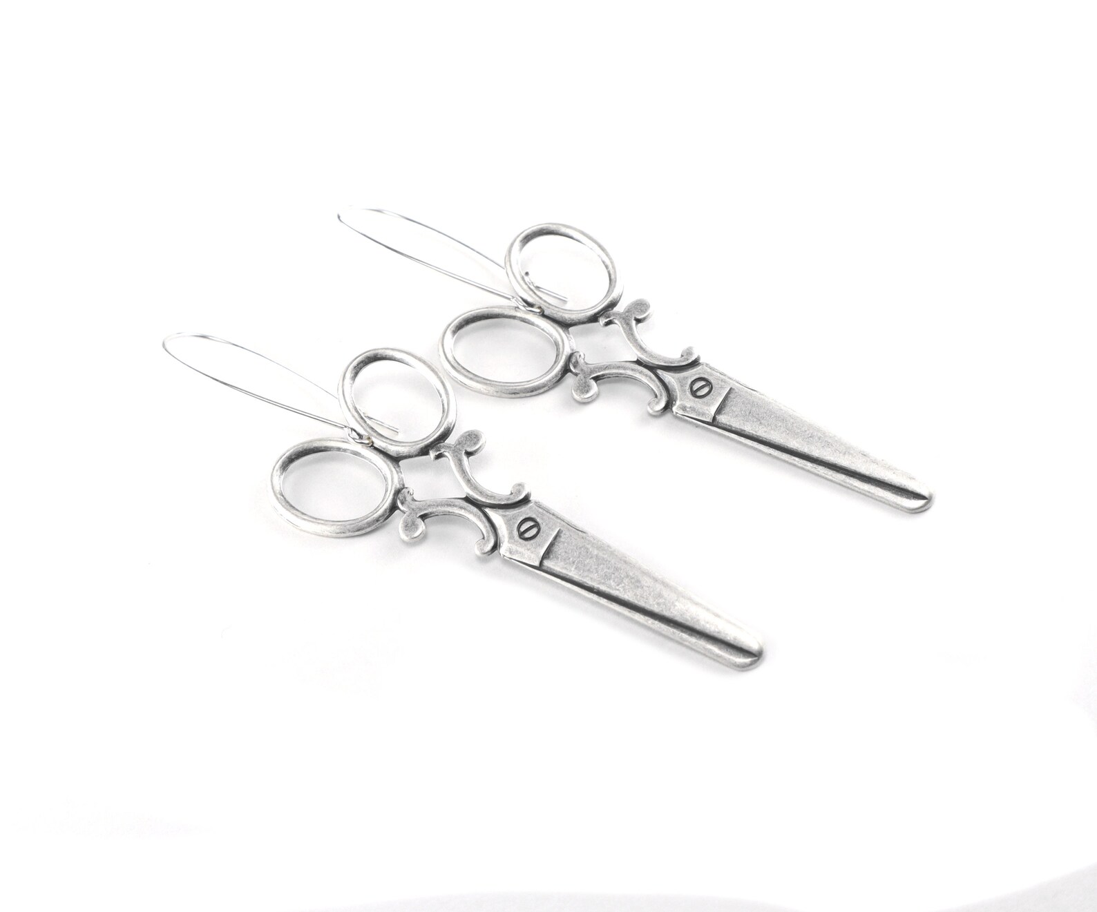 Large Scissor Earrings Sterling Silver Finish Scissor Dangle Etsy