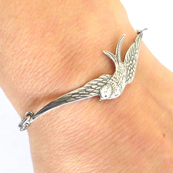 Sparrow Bracelet or Anklet, Sterling Silver Finish Sparrow Bracelet