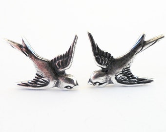 Sparrow Earrings, Bird Earrings, Surgical Steel Post Earrings