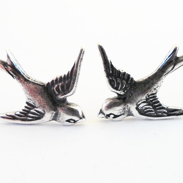 Sparrow Earrings, Bird Earrings, Surgical Steel Post Earrings